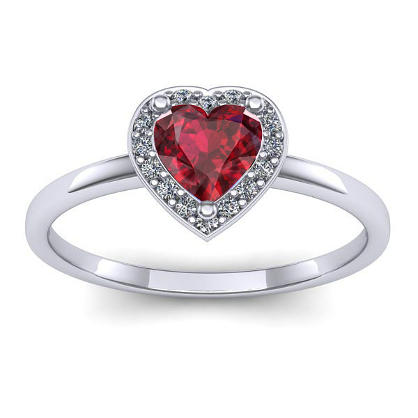 Inel de logodna cu rubin inima