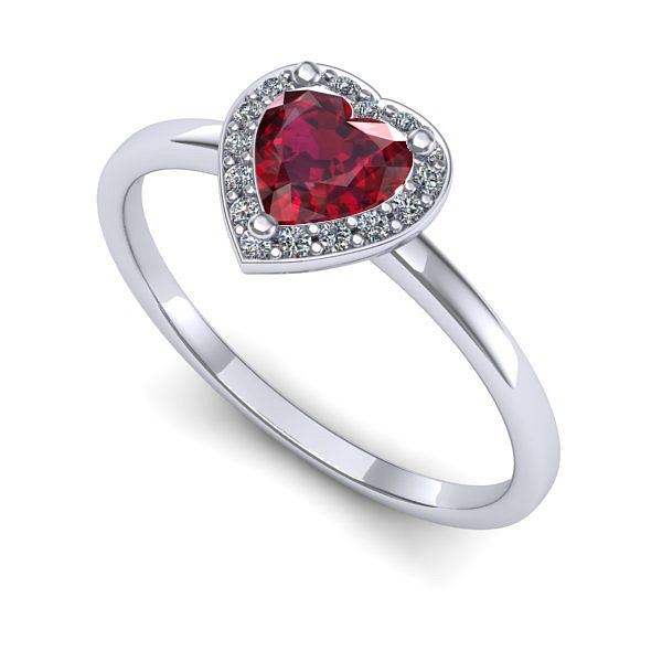 Inel logodna din aur alb cu rubin