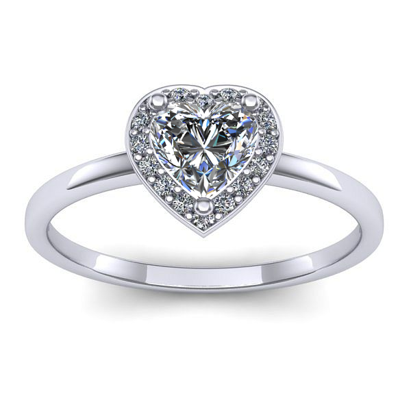 Inel cu safir alb inima