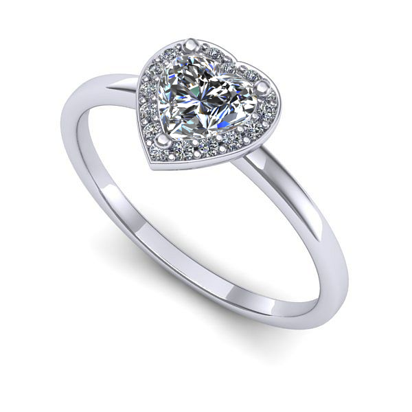 Inel de logodna din aur alb cu safir alb