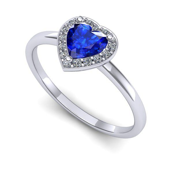 Inel din aur alb cu safir