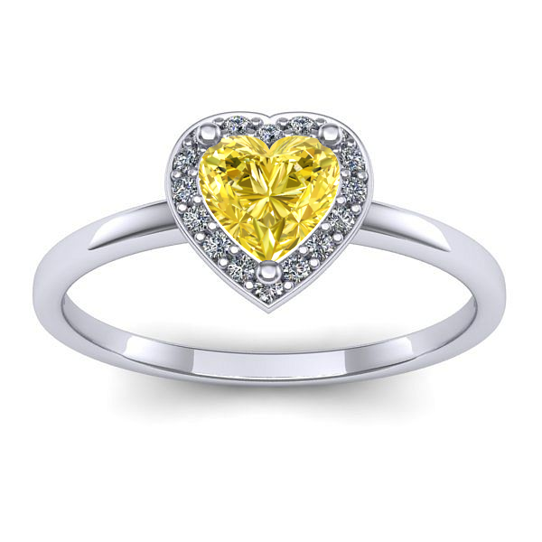 Inel cu safir galben inima