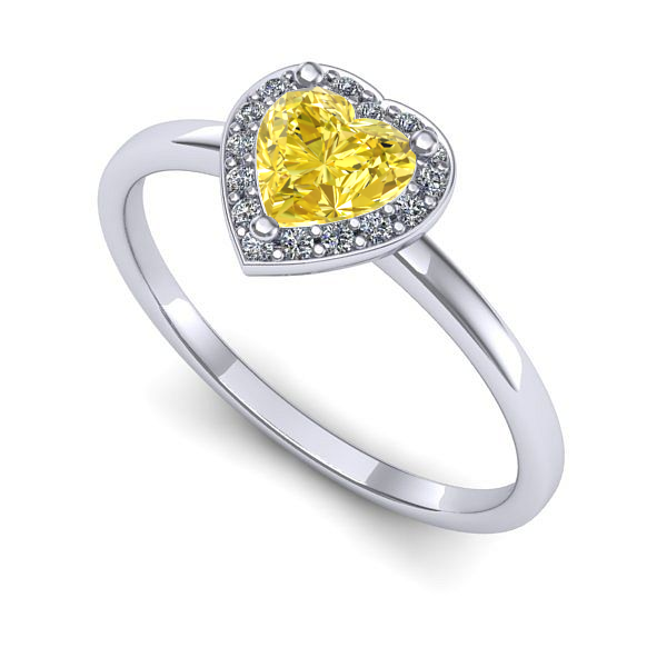 Inel din aur alb cu safir galben