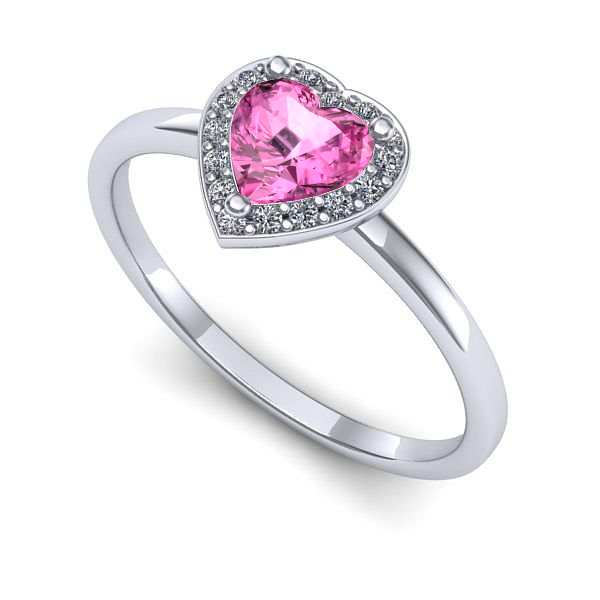 Inel din aur alb cu safir roz