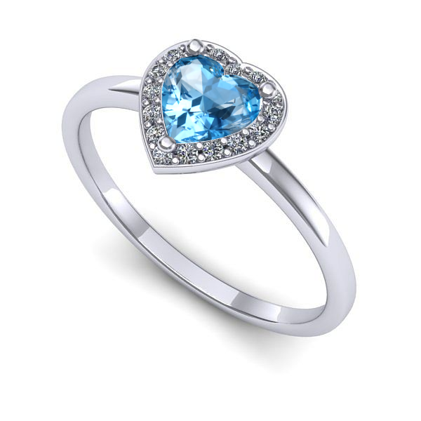 Inel de logodna din aur alb cu topaz blue