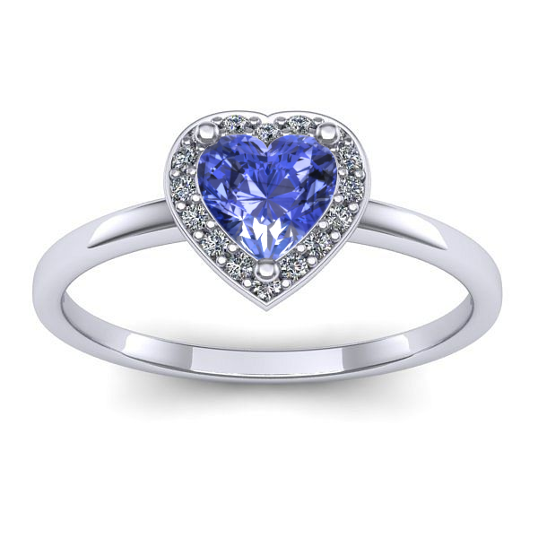 Inel de logodna cu tanzanit inima