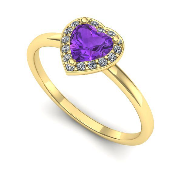 Inel de logodna din aur galben cu ametist