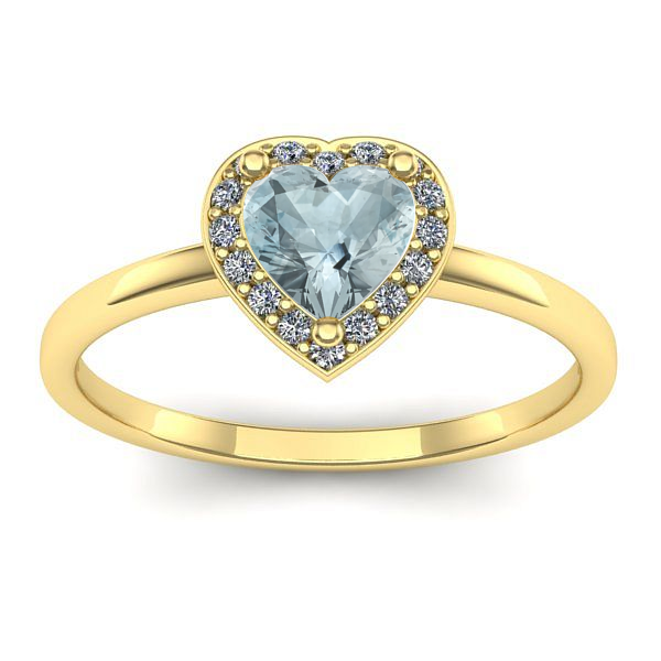 Inel cu aquamarin inima