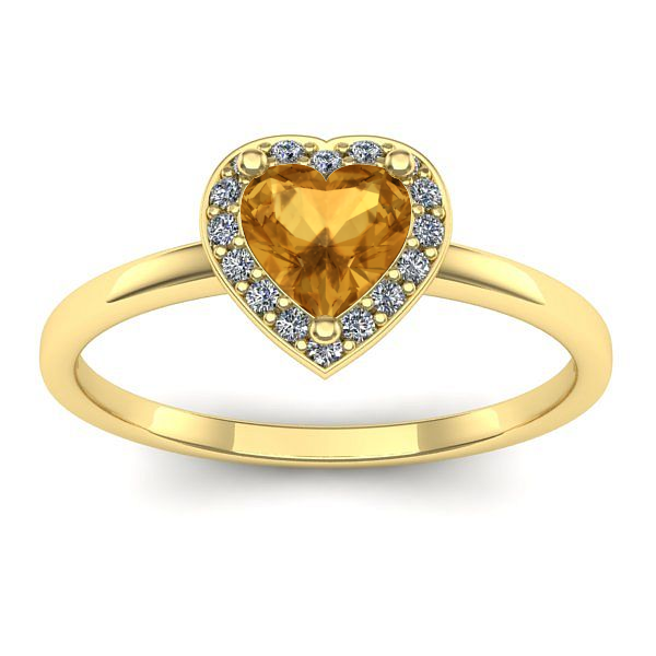 Inel logodna cu citrin inima
