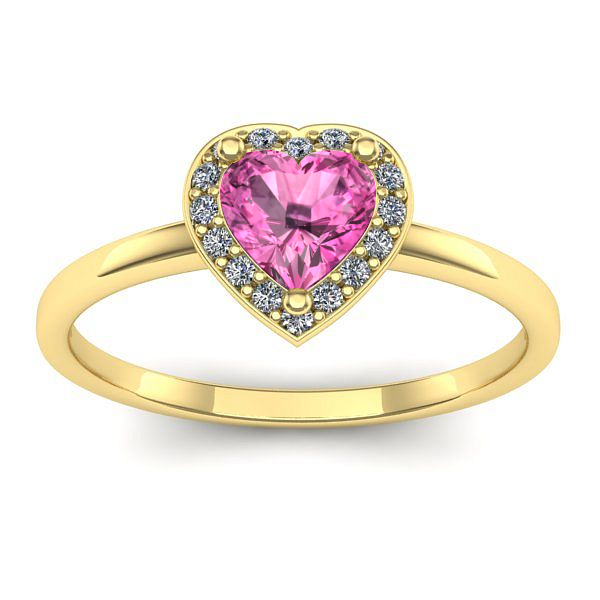 Inel logodna cu safir roz inima