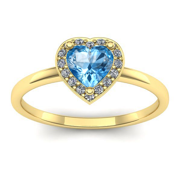 Inel cu topaz blue inima