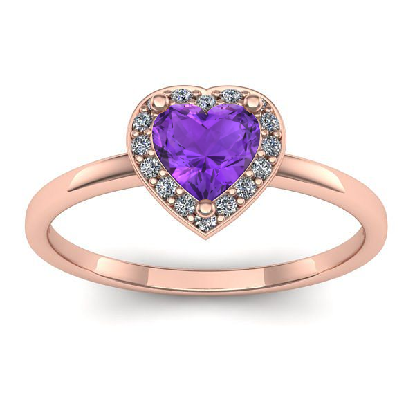 Inel logodna cu ametist inima