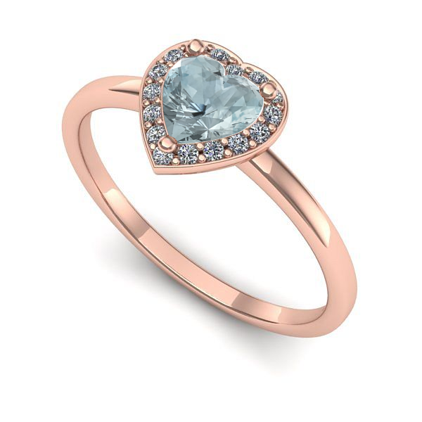 Inel din aur roz cu aquamarin