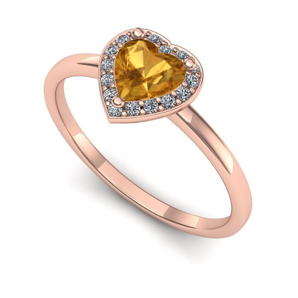 Inel de logodna din aur roz cu citrin