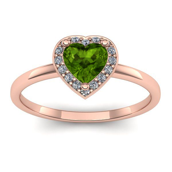 Inel de logodna cu peridot inima