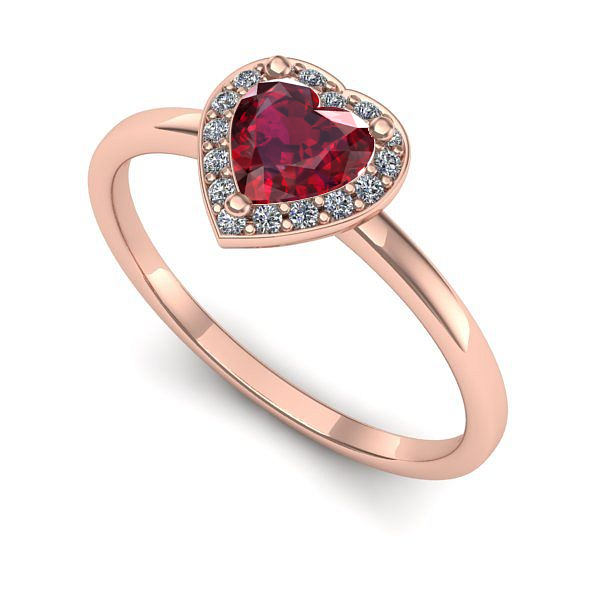 Inel de logodna din aur roz cu rubin