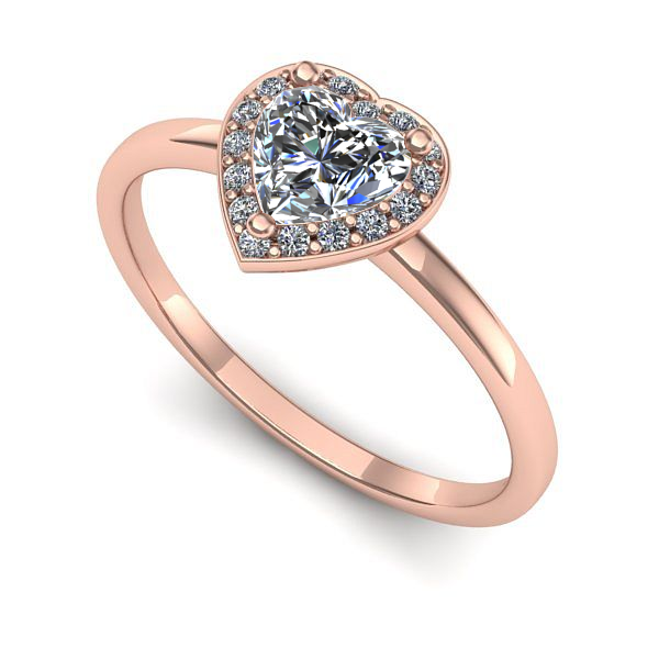 Inel din aur roz cu diamant de laborator