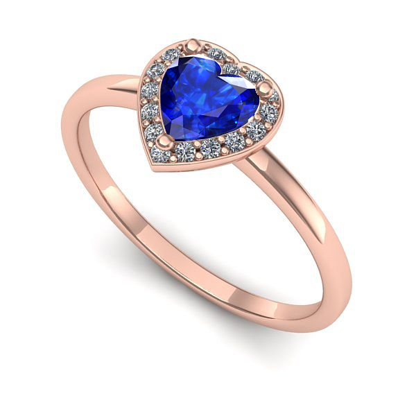Inel de logodna din aur roz cu safir