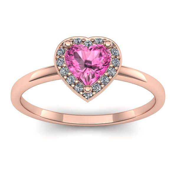 Inel cu safir roz inima