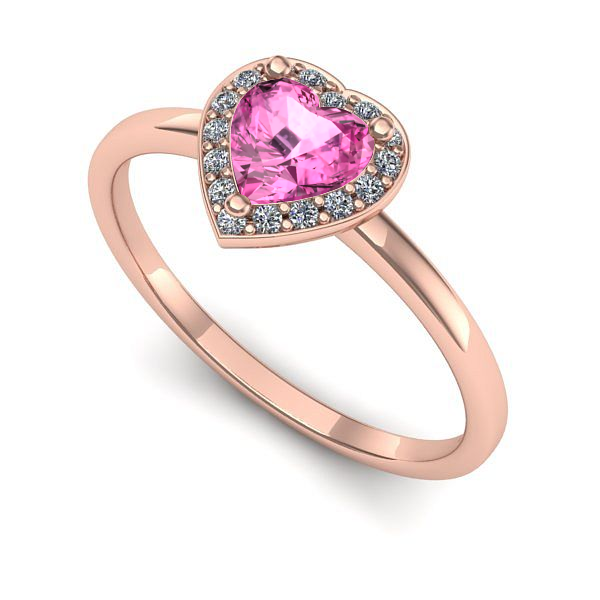 Inel logodna din aur roz cu safir roz