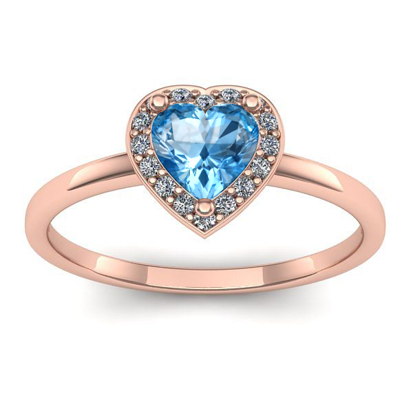 Inel cu topaz blue inima
