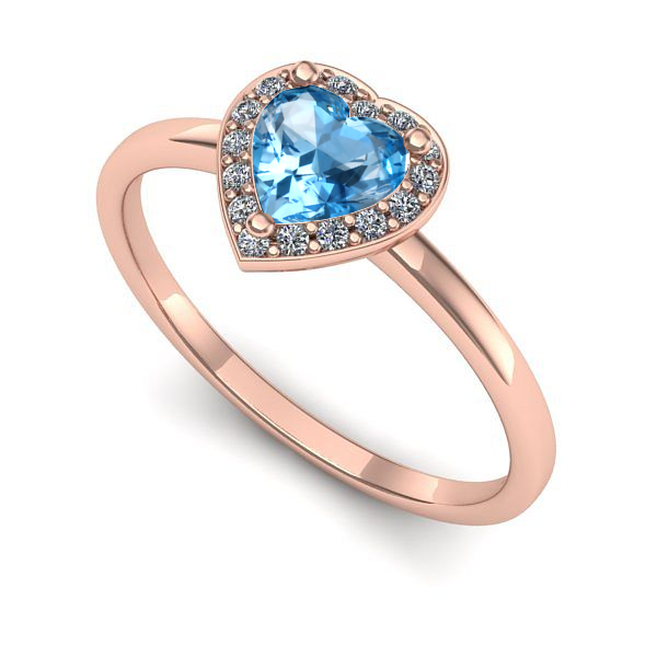 Inel din aur roz cu topaz blue