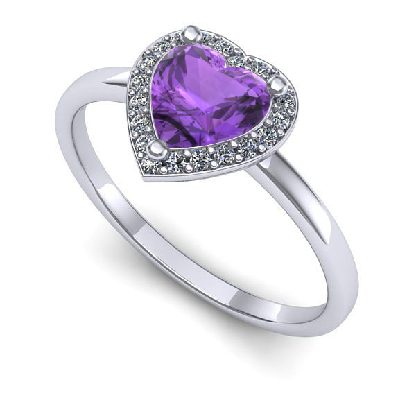 Inel din aur alb cu ametist