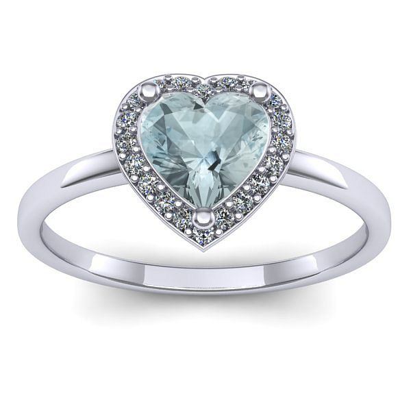 Inel cu aquamarin inima