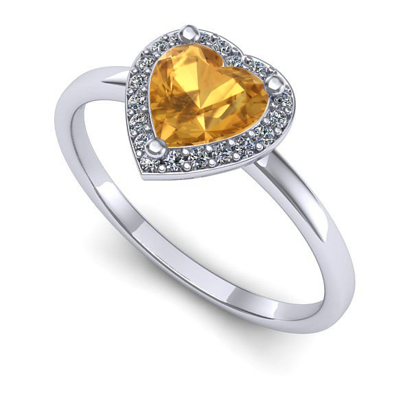 Inel de logodna din aur alb cu citrin