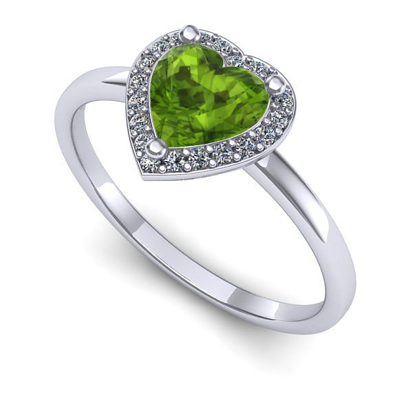 Inel logodna din aur alb cu peridot