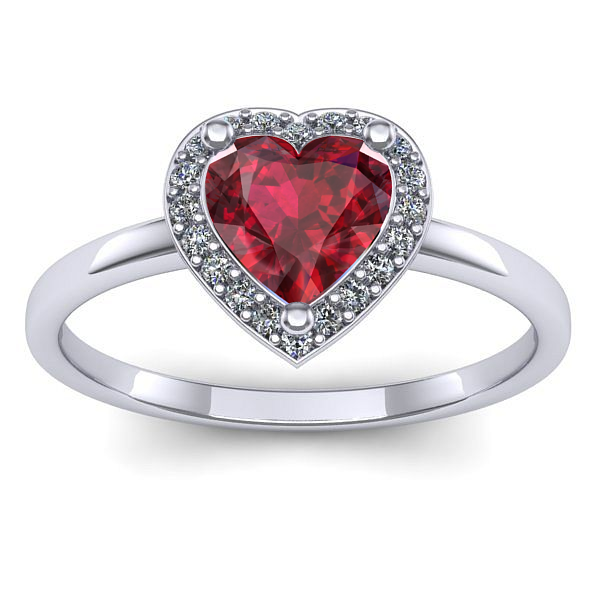 Inel de logodna cu rubin inima