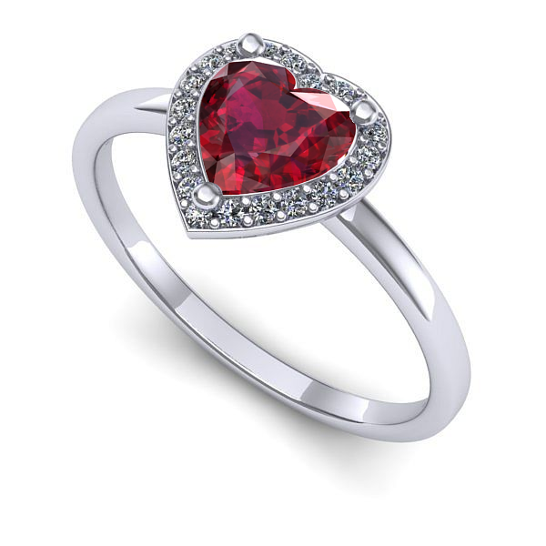 Inel logodna din aur alb cu rubin