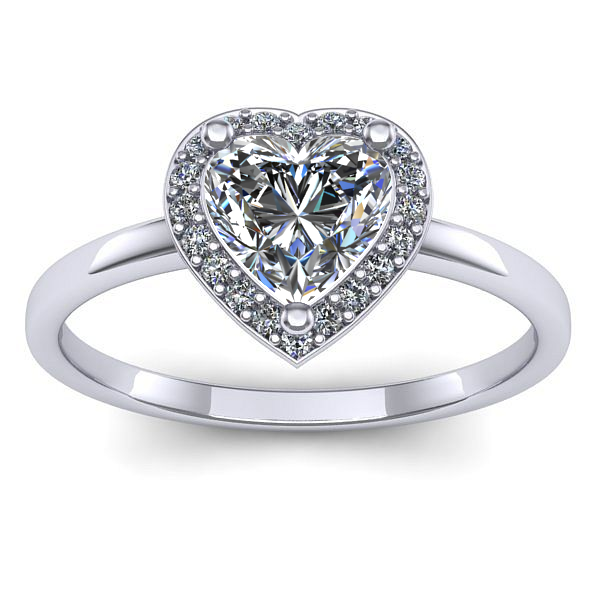 Inel cu safir alb inima