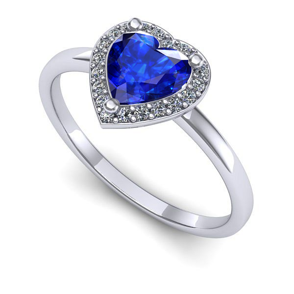 Inel din aur alb cu safir