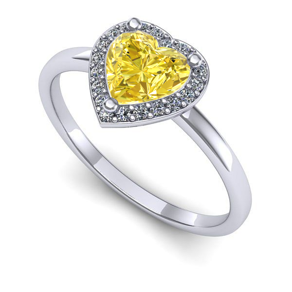 Inel logodna din aur alb cu safir galben