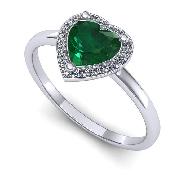 Inel din aur alb cu smarald