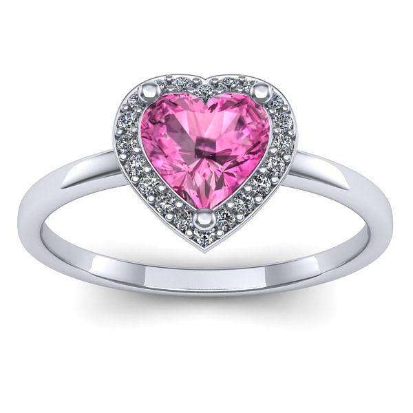 Inel de logodna cu safir roz inima