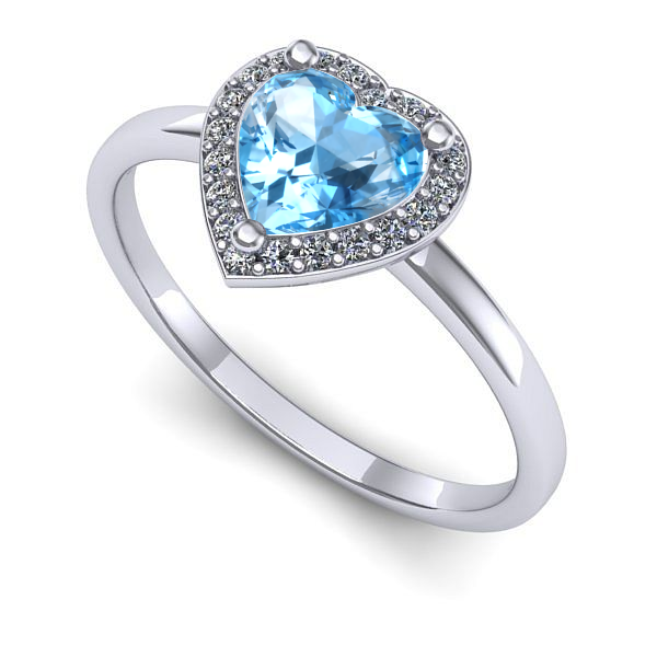 Inel de logodna din aur alb cu topaz blue