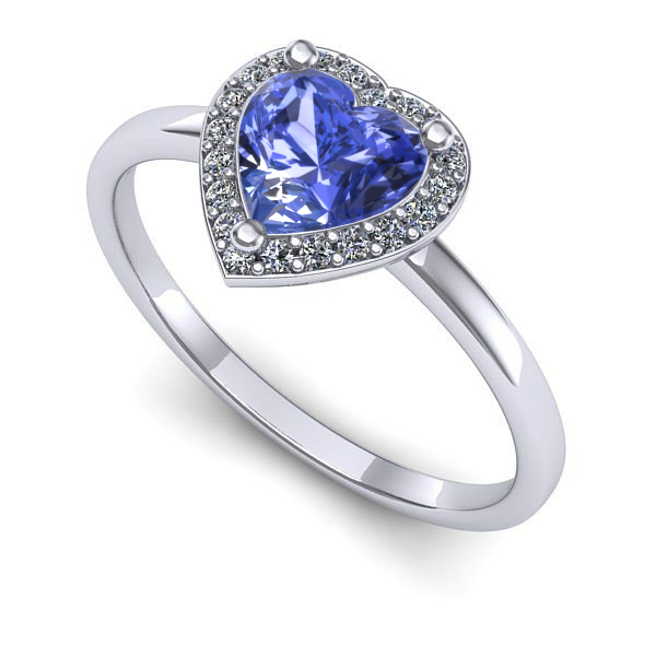 Inel logodna din aur alb cu tanzanit