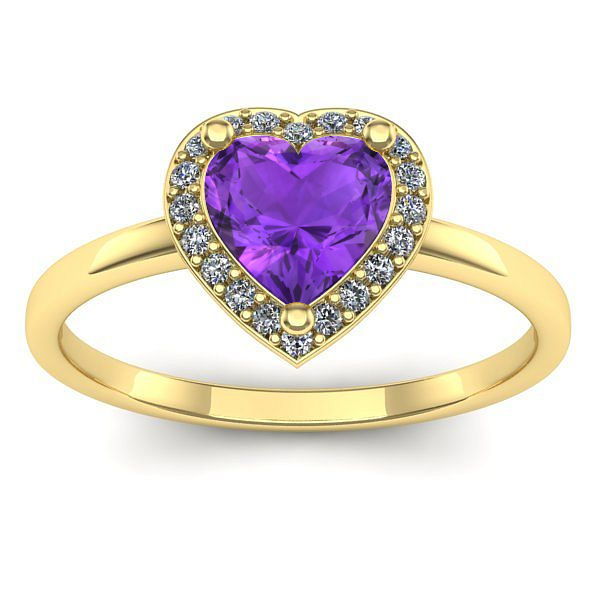 Inel logodna cu ametist inima