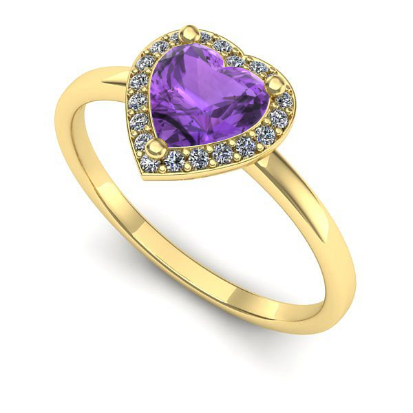 Inel de logodna din aur galben cu ametist