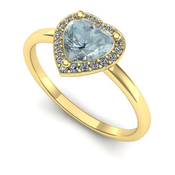 Inel de logodna din aur galben cu aquamarin