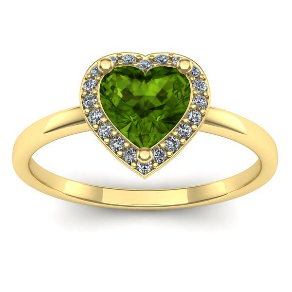 Inel logodna cu peridot inima