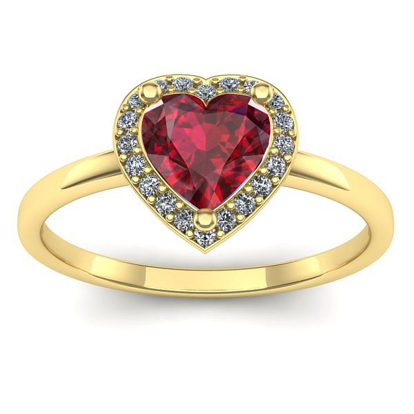 Inel cu rubin inima