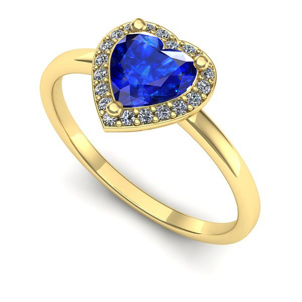 Inel logodna din aur galben cu safir