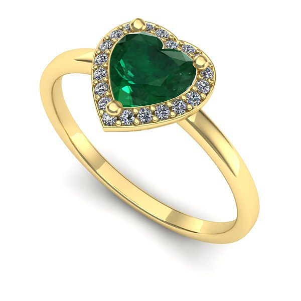 Inel de logodna din aur galben cu smarald