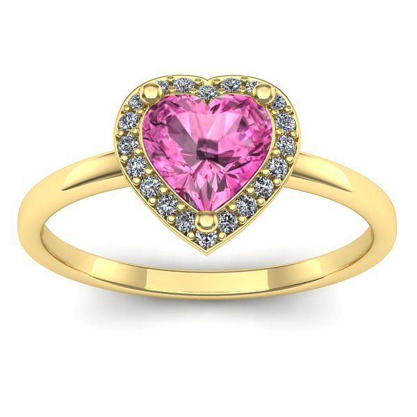 Inel cu safir roz inima