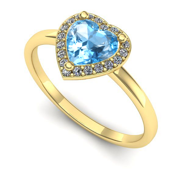 Inel logodna din aur galben cu topaz blue