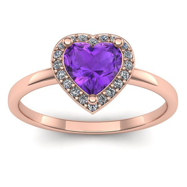 Inel logodna cu ametist inima
