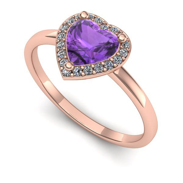 Inel din aur roz cu ametist